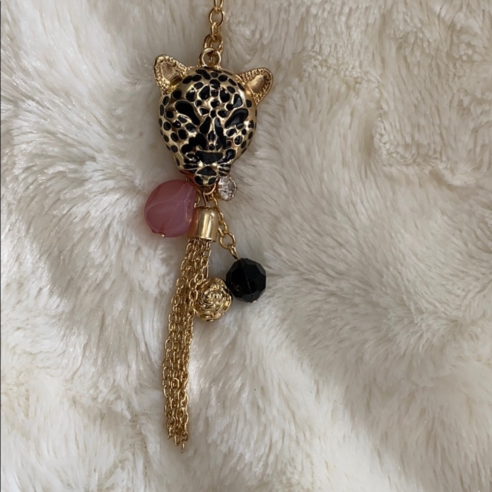Panther long necklace with stones